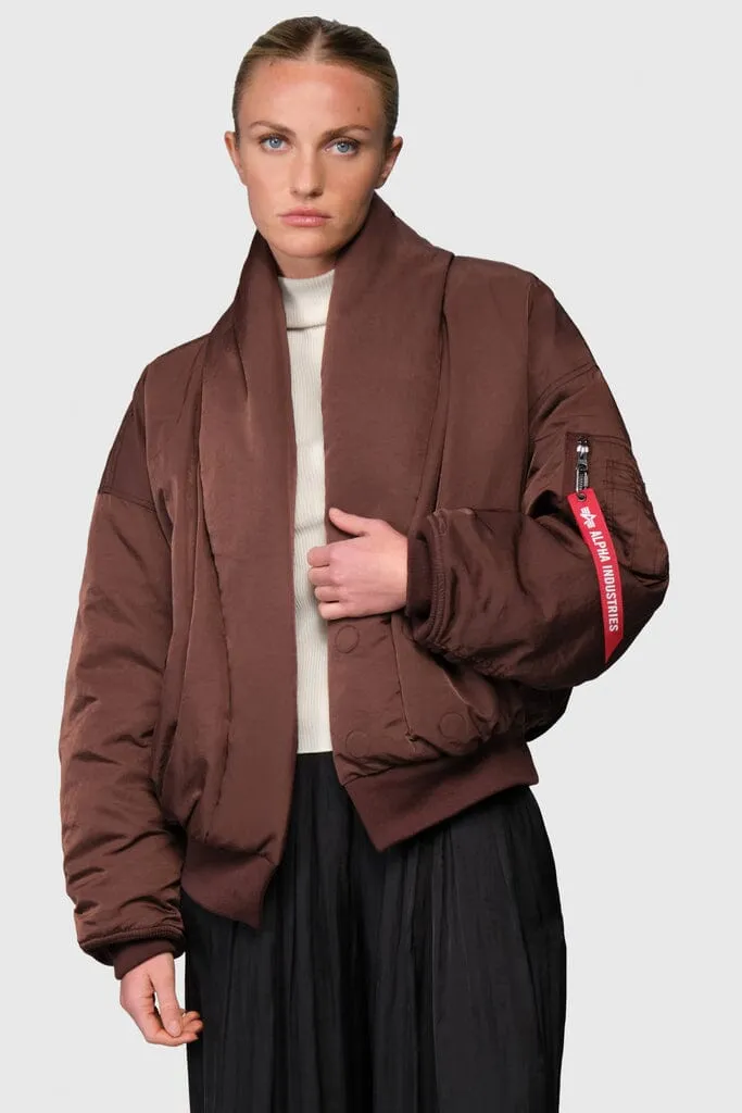 Alpha Industries Shawl Collar blouson bomber femme cocoa duvet