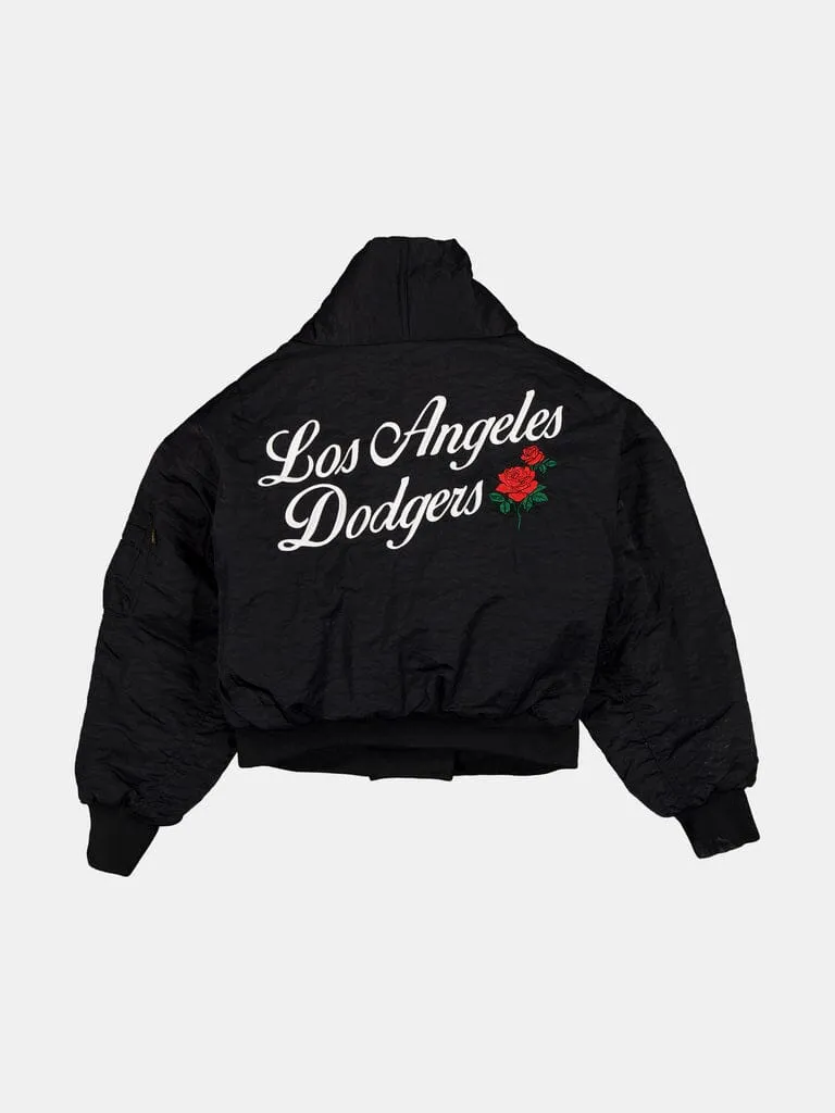 Alpha Industries Dodgers New Era bomber femme noir col chale