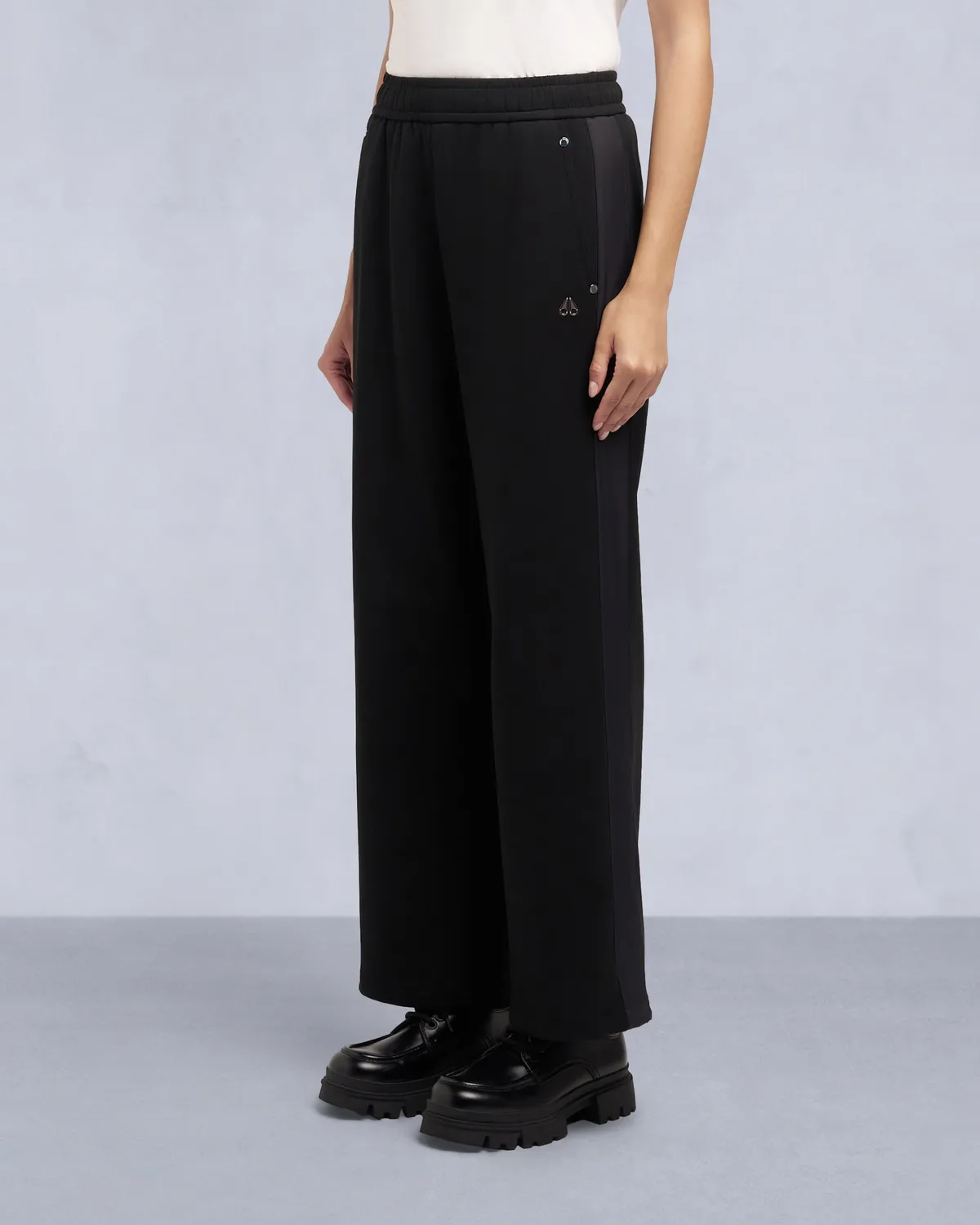 Moose Knuckles Mixed Media Pantalon large noir taille haute