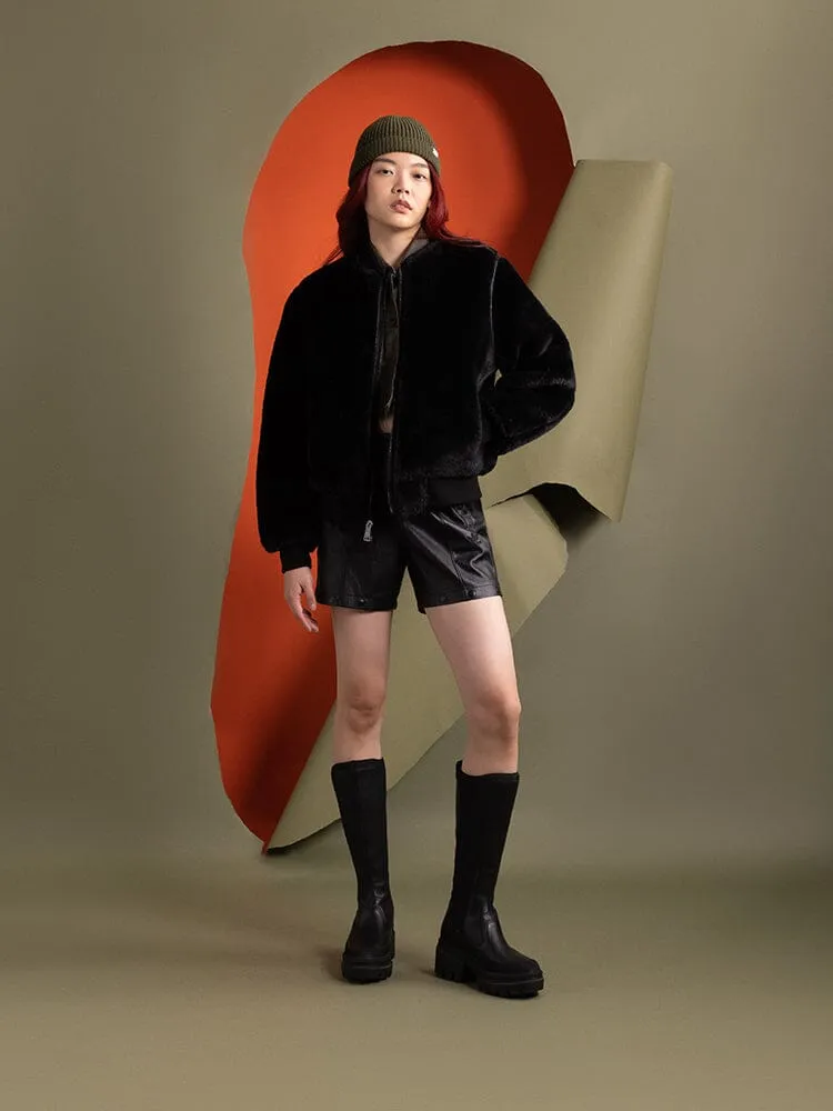 Alpha Industries MA-1 bomber réversible femme noir sherpa