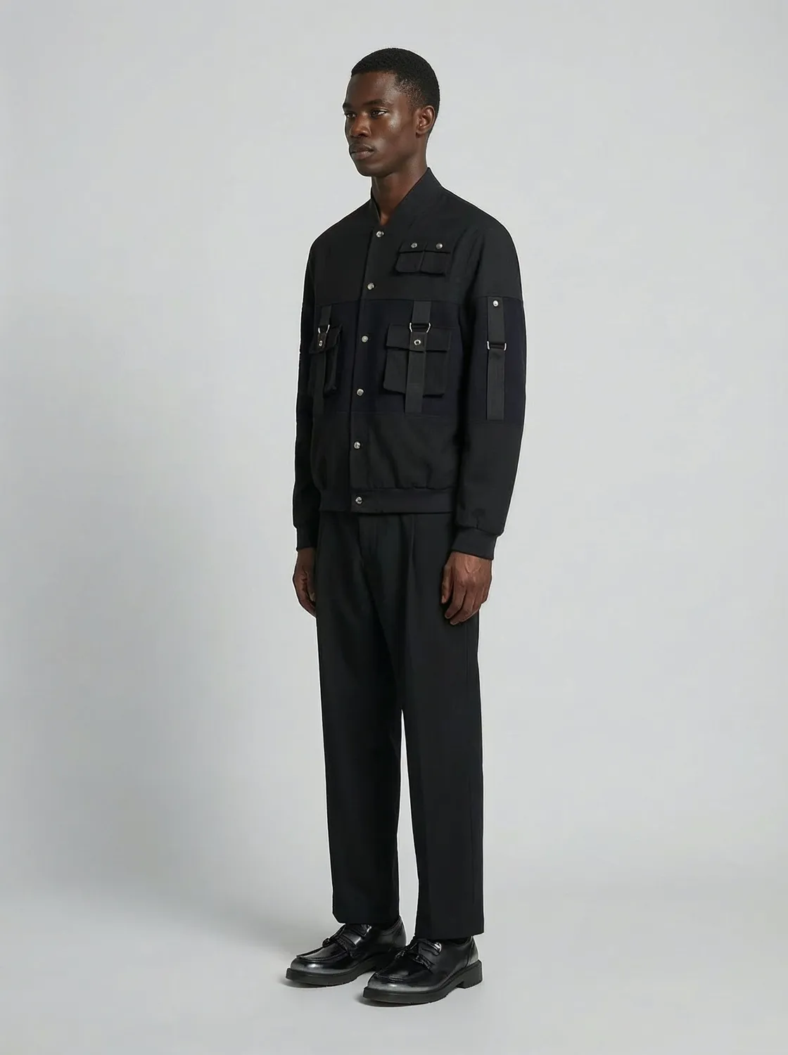 Lebrun Laine Cachemire Noir Bleu bomber bleu laine