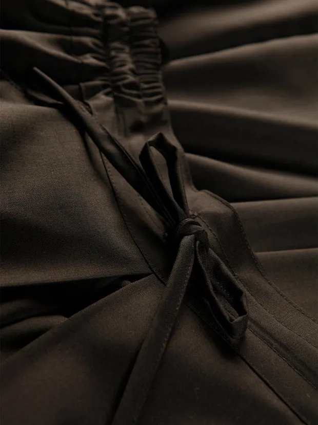 HOLLINGTON Hakama pantalon laine toile noir large S'130