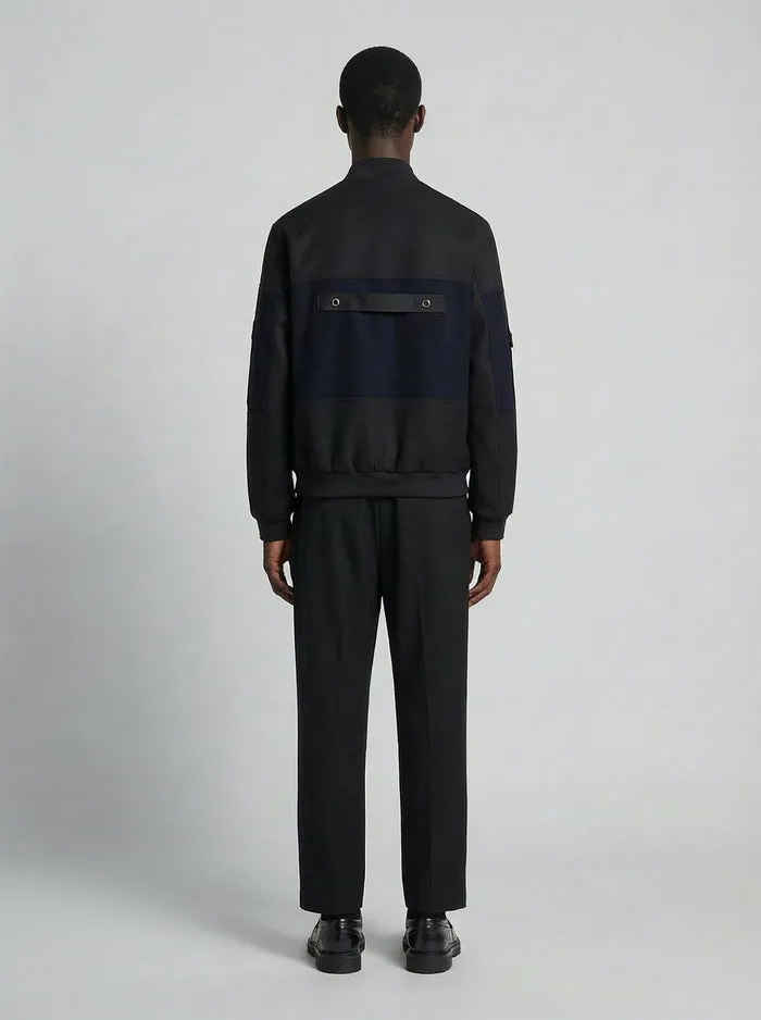 Lebrun Bomber Laine Cachemire Bleu Noir Homme Blouson