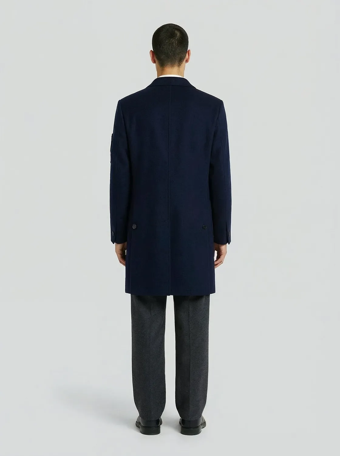 Lebrun Manteau Laine Cachemire Bleu Homme Coupe Ajustée