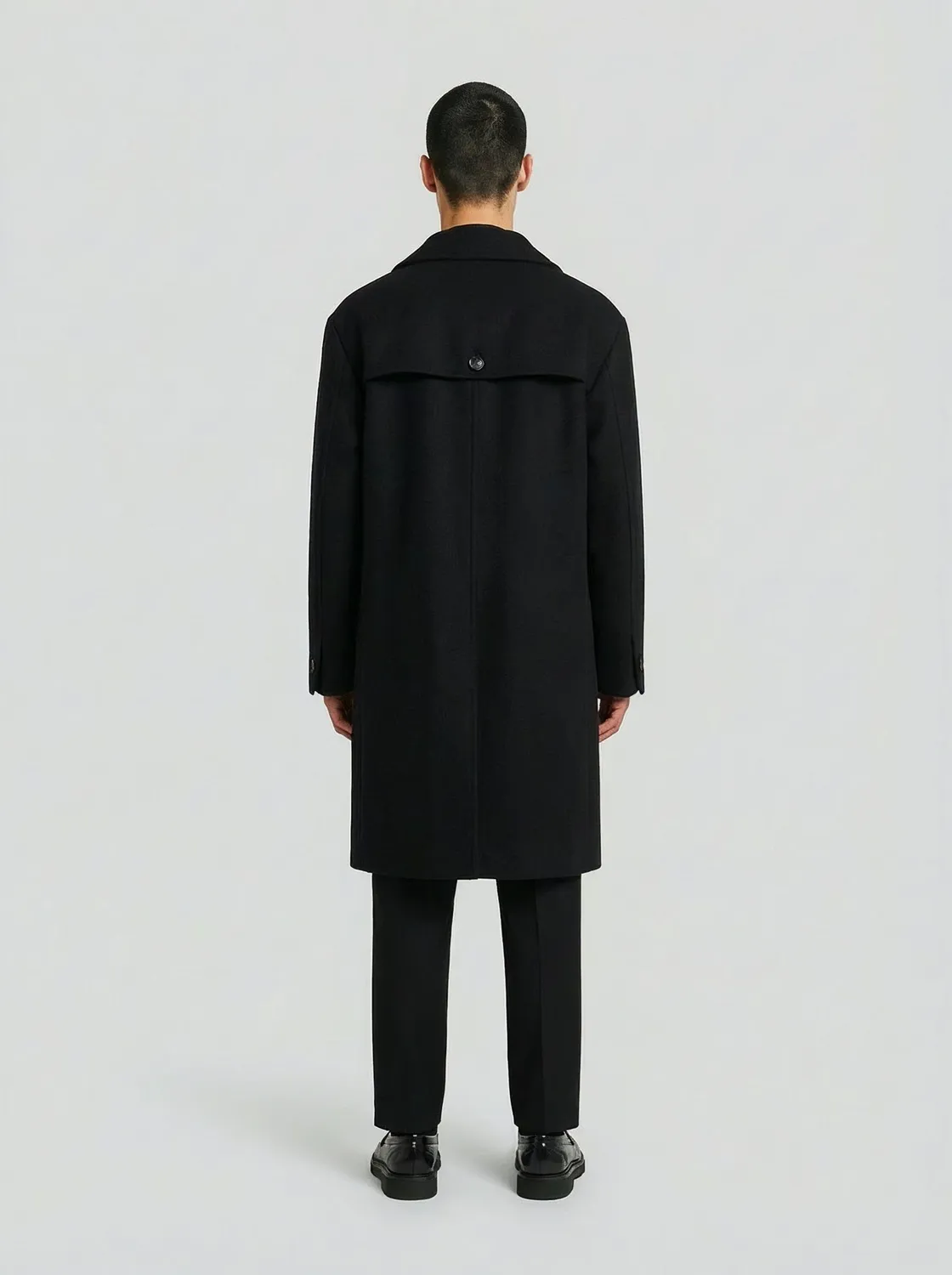 Lebrun Manteau Croisé Noir Laine Homme