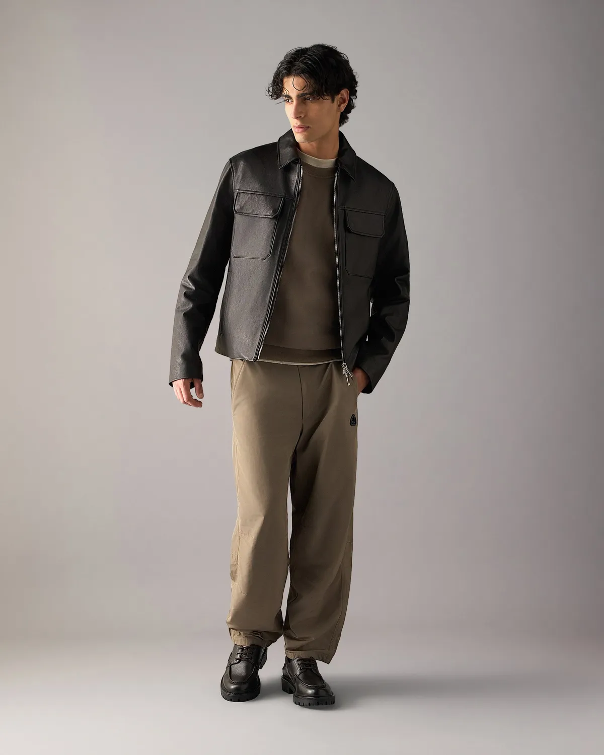 Moose Knuckles Jacques blouson cuir noir véritable