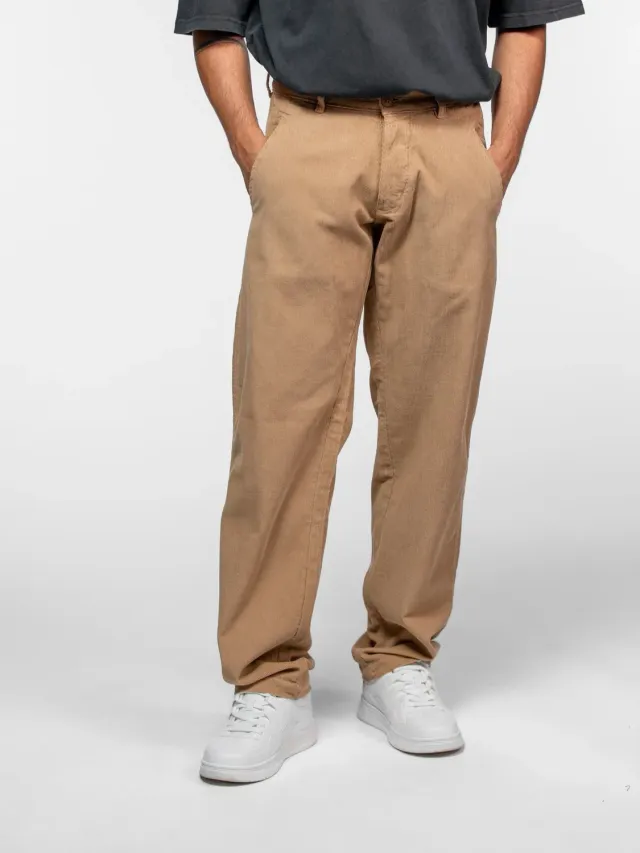 Daytona Stokes Pantalon velours côtelé beige droit
