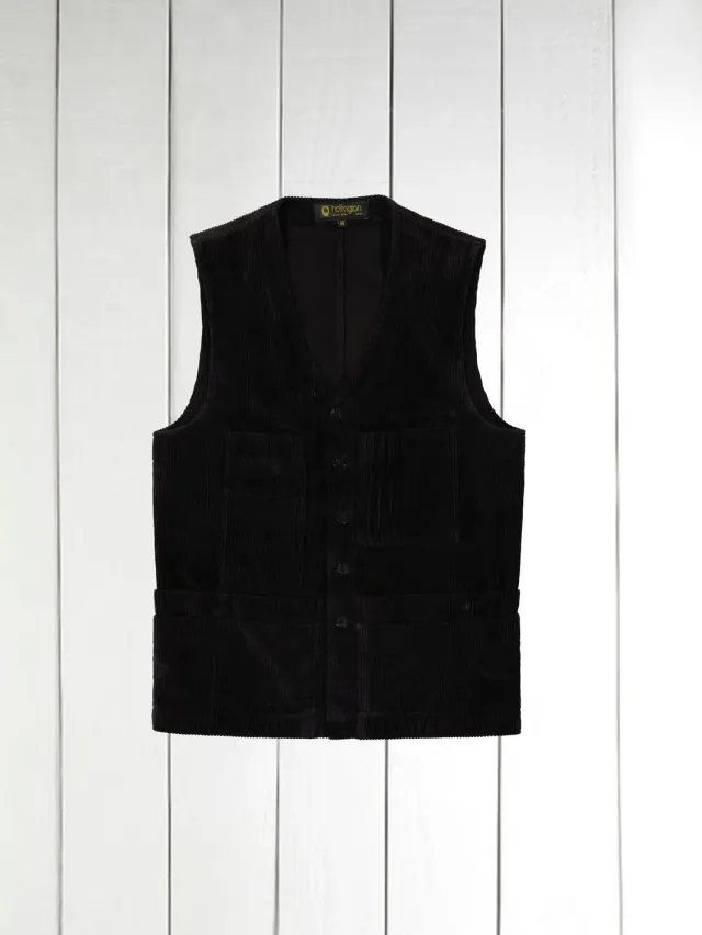 HOLLINGTON 20 Poches gilet velours laine noir
