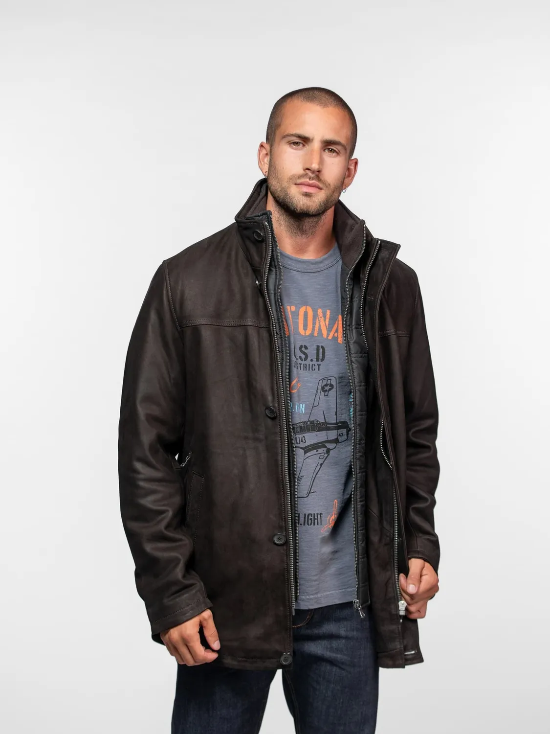 Daytona Tyler Madison blouson cuir marron nubuck
