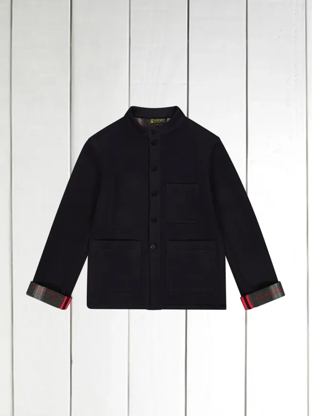 Hollington Naipaul marine tartan veste laine double-face