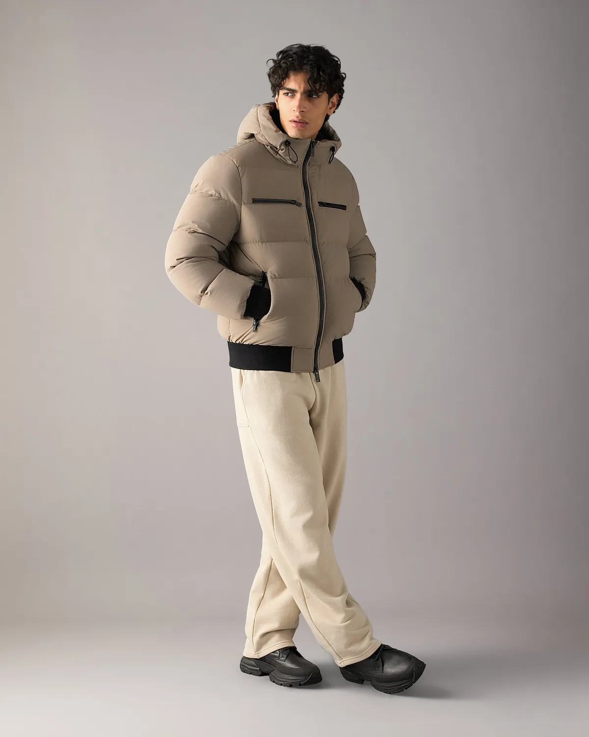 Moose Knuckles Soho bomber duvet ashen zippé