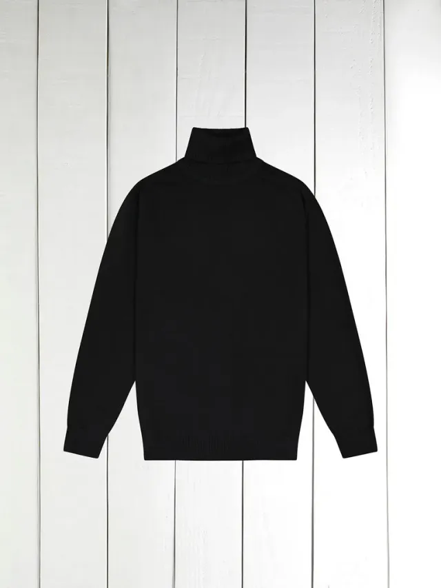 Hollington pull col roulé geelong noir maille