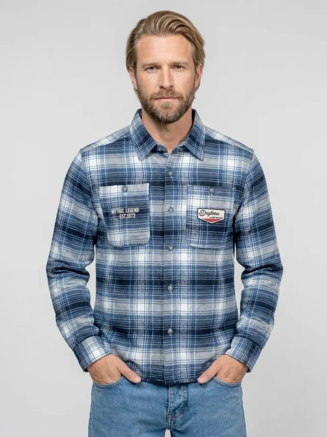 Daytona Wells chemise flanelle worker bleue