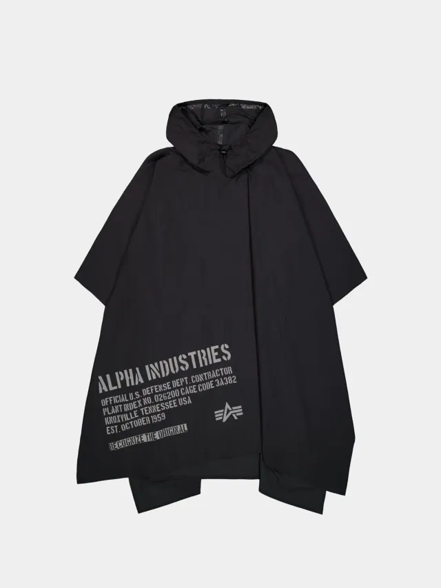 Alpha Industries cape de pluie noire packable taille unique
