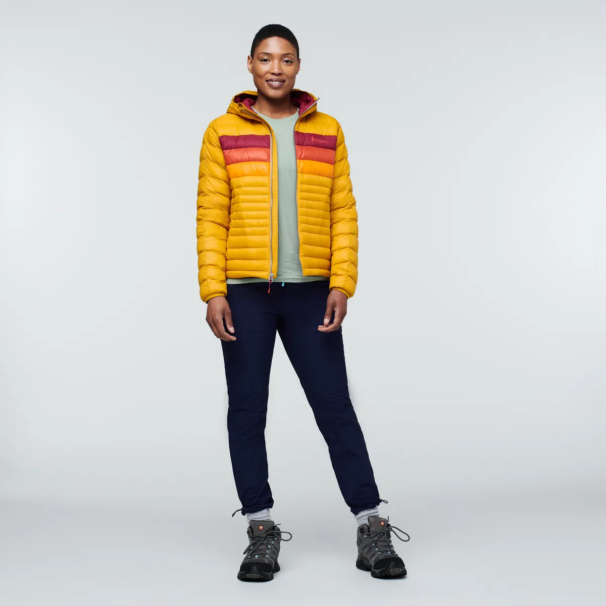 Cotopaxi Fuego Hooded Down Jacket doudoune femme Amber Stripes