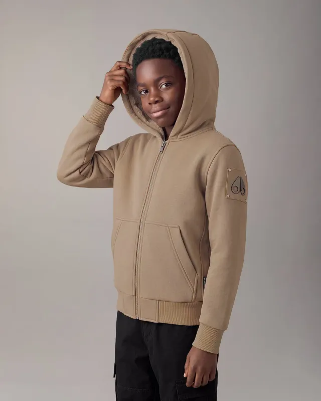 Moose Knuckles Bunny Sweat Zippé Enfant Noir Capuche Fourrure
