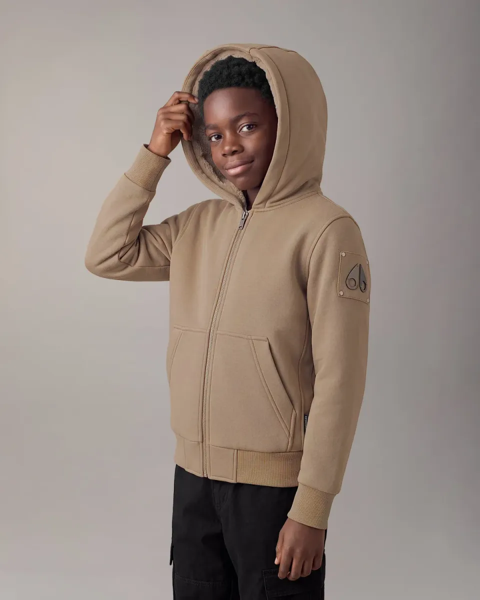Moose Knuckles Bunny Sweat Zippé Enfant Noir Capuche Fourrure