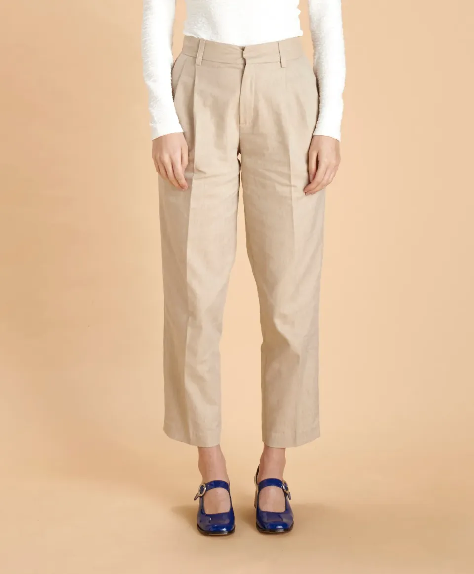 SOUBACQ Séville pantalon femme coton champagne