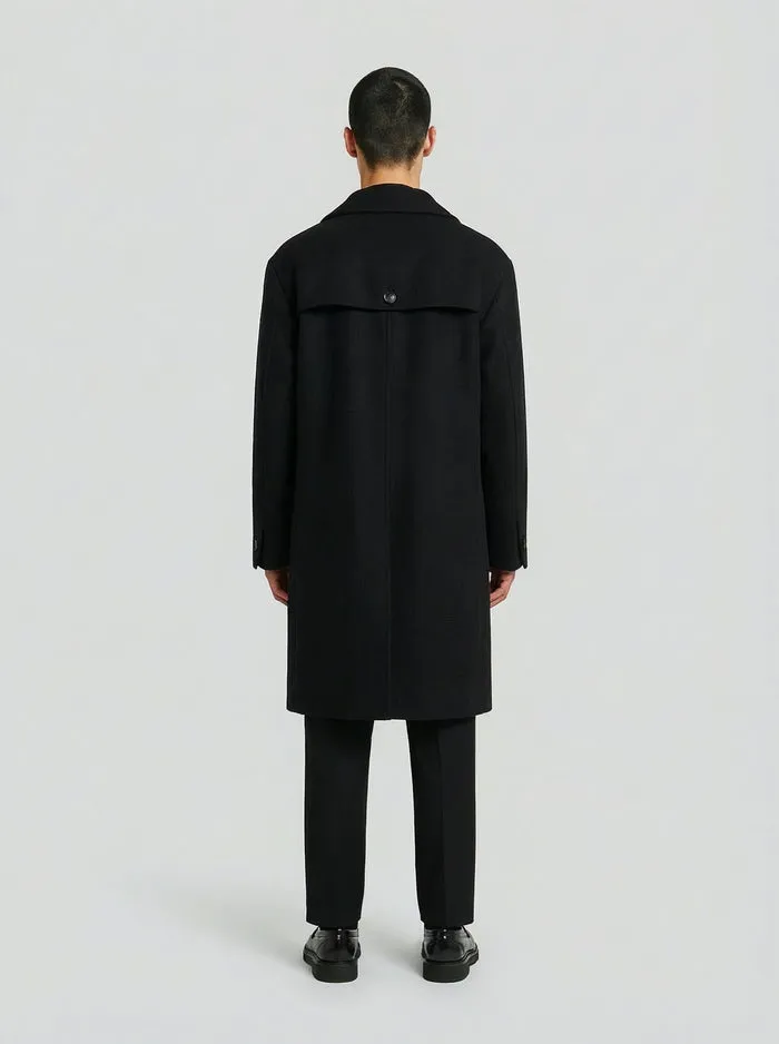 Lebrun manteau croisé noir laine double boutonnage