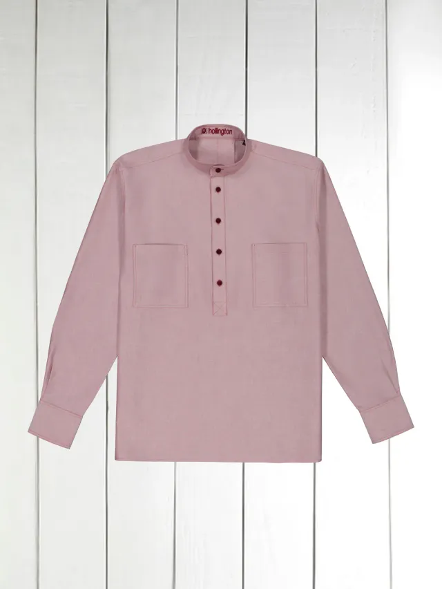 Hollington chemise col mao coton oxford carmin