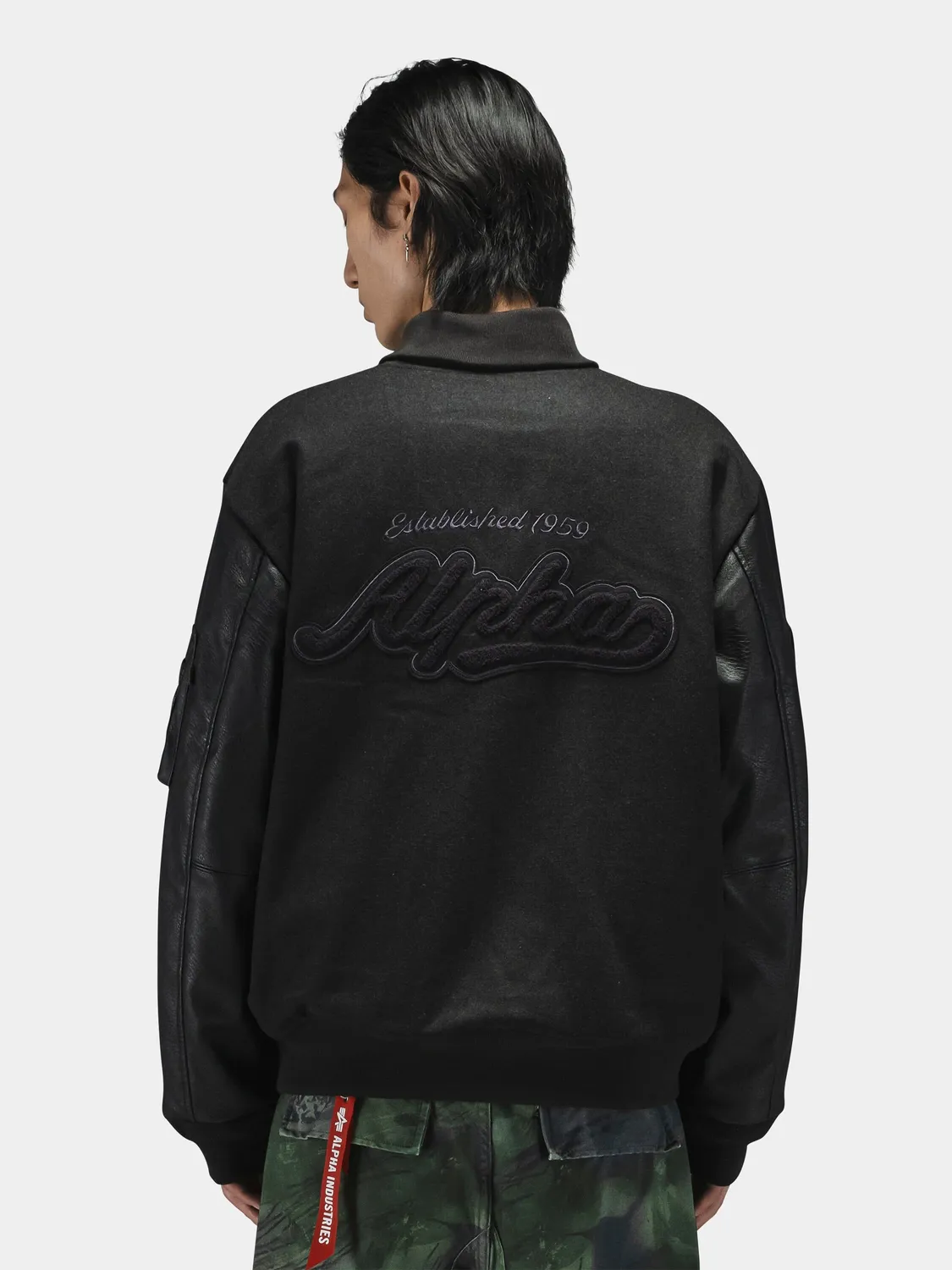 Alpha Industries Letterman blouson noir laine boutons-pression