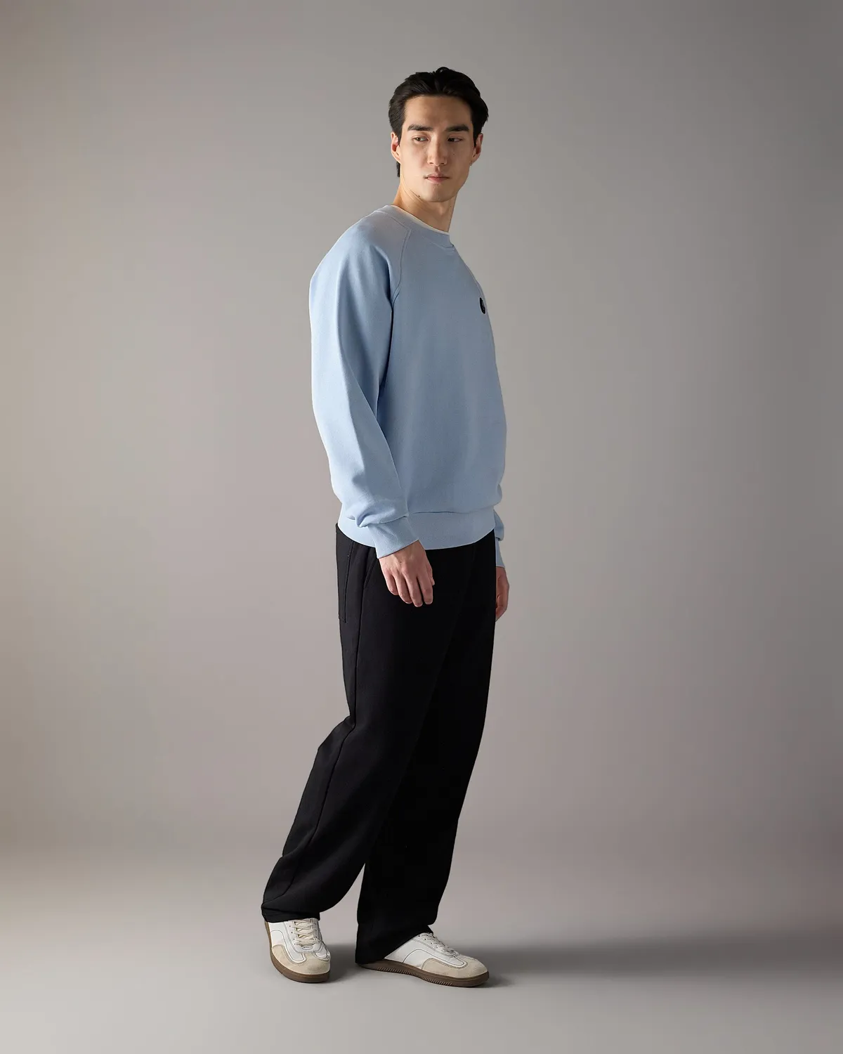 Moose Knuckles Yul Sweat Col Rond Bleu Ice Relax