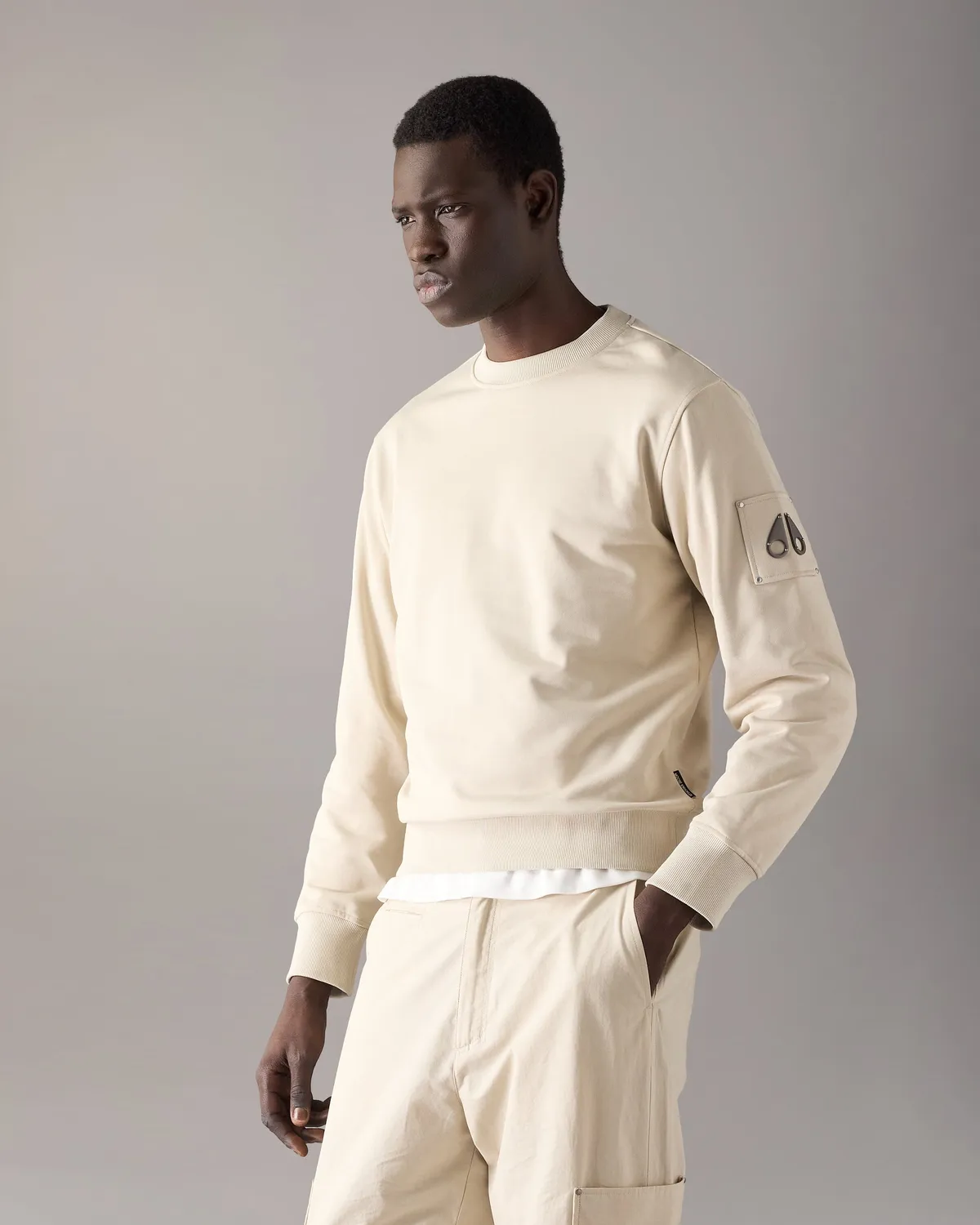 Moose Knuckles Hartsfield Crewneck sweat alabaster coton
