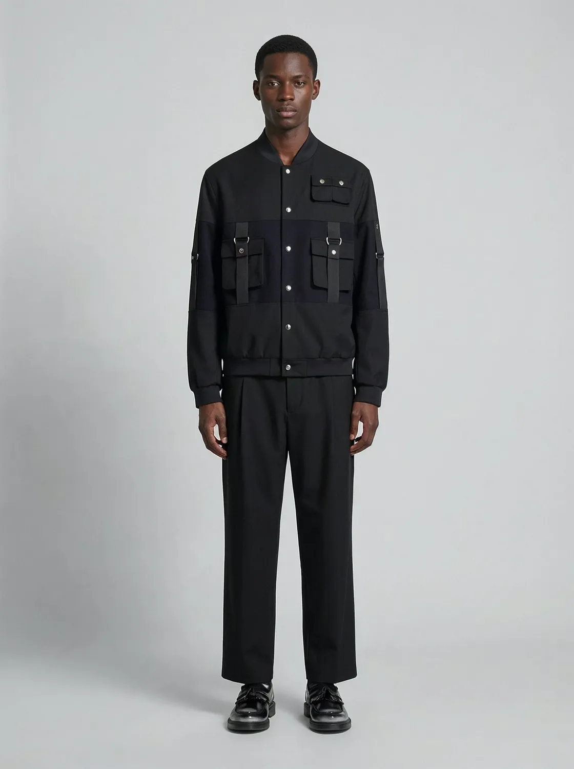 Lebrun Laine Cachemire Noir Bleu bomber bleu laine