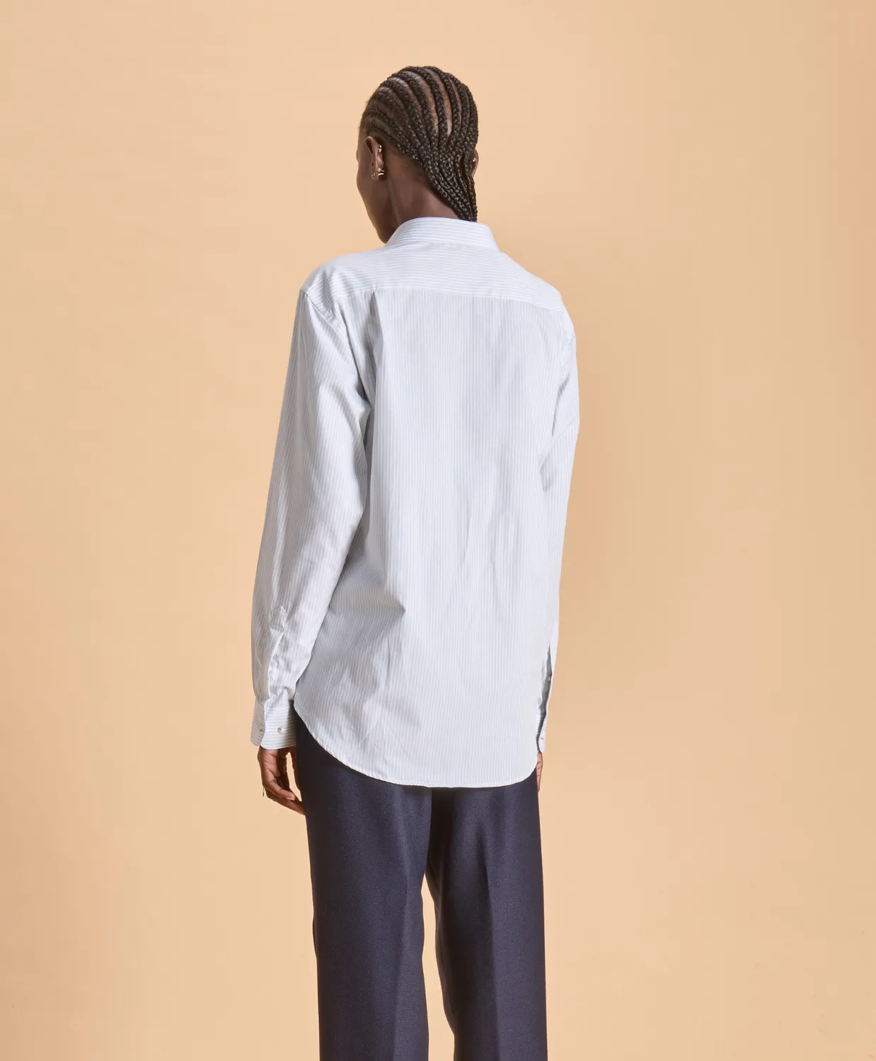 Soubacq Emile chemise popeline rayée bleu blanc