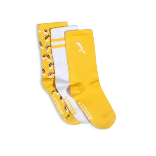 Aigle Cottage lot 3 chaussettes enfant jaune 23-26 coton