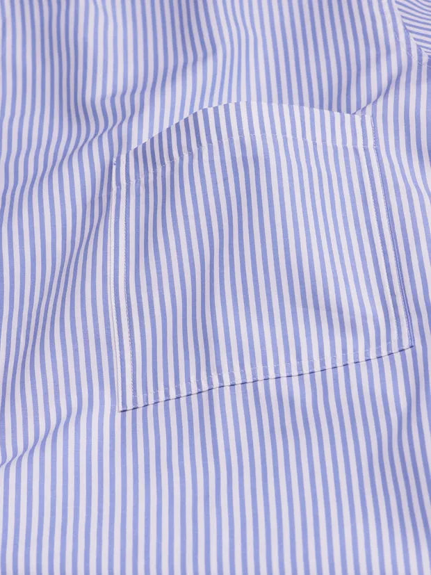 Hollington Luxury chemise col mao rayures bleu ciel