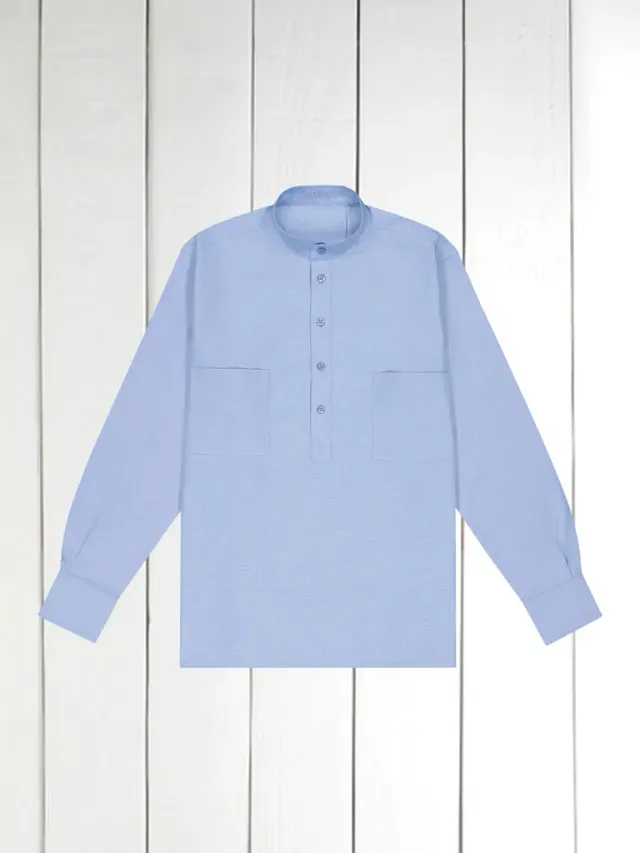 Hollington chemise coton oxford col mao bleu