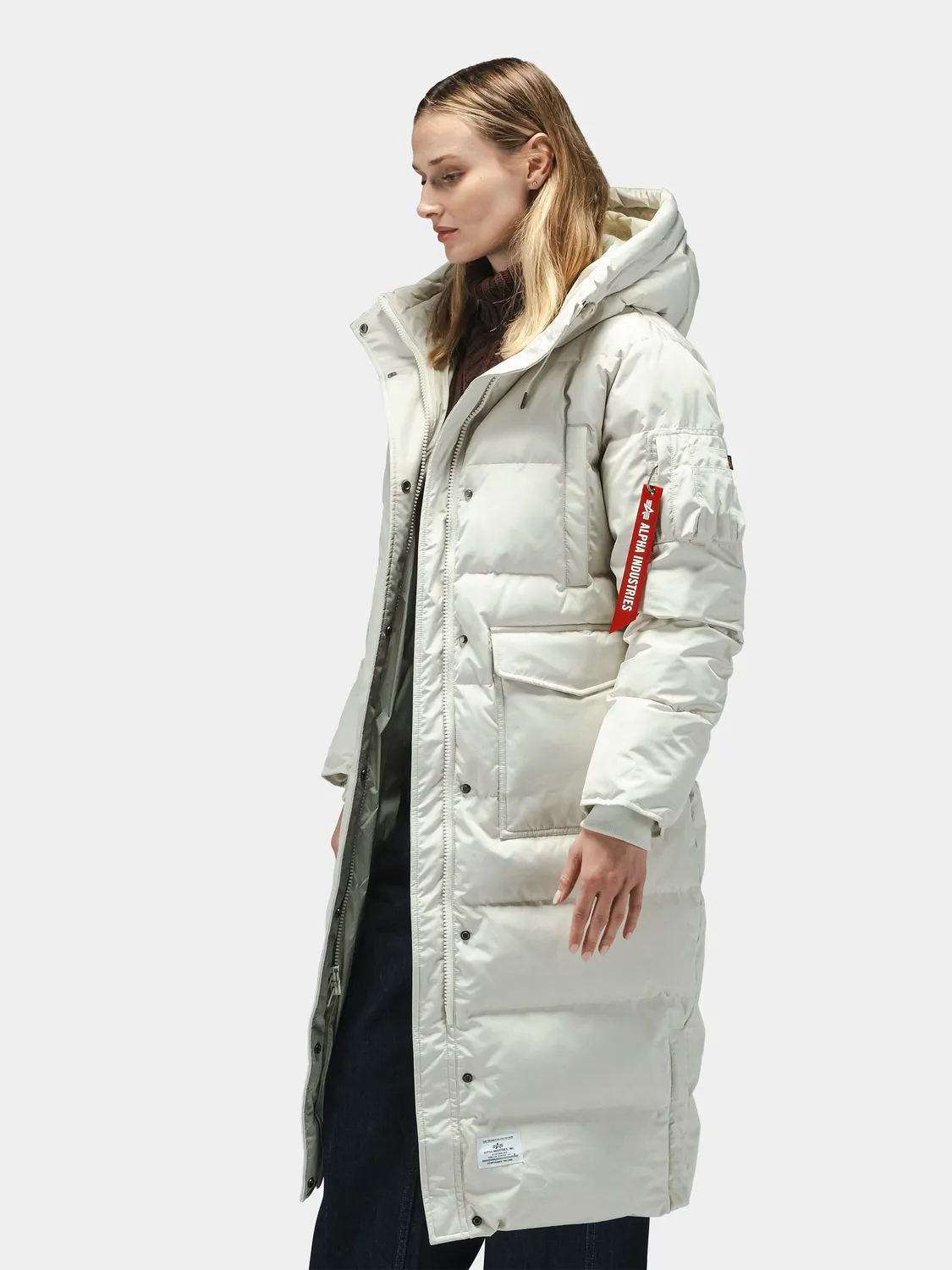 Alpha Industries Sierra Long Puffer parka femme dune white duvet