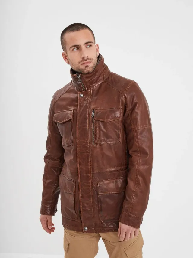 Daytona Rodeo blouson cuir bison mouton lavé