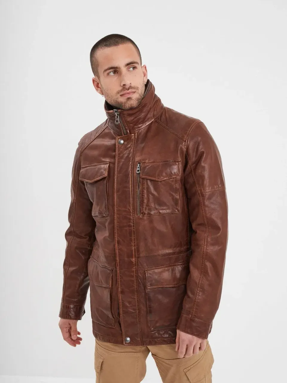 Daytona Rodeo blouson cuir bison mouton lavé