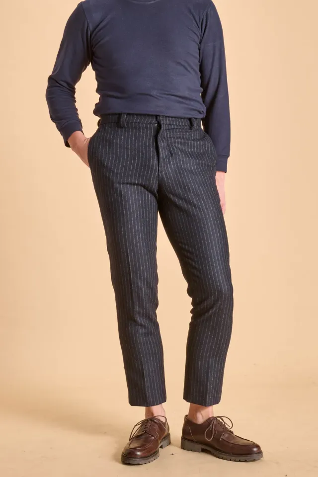Soubacq Westminster pantalon homme laine bleu