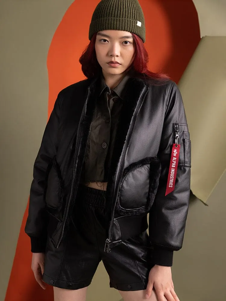 Alpha Industries MA-1 bomber réversible femme noir sherpa