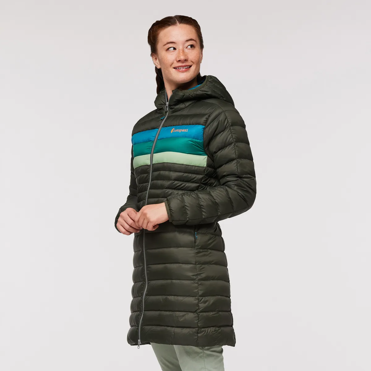 Cotopaxi Fuego parka femme duvet 800 Graphite rayé