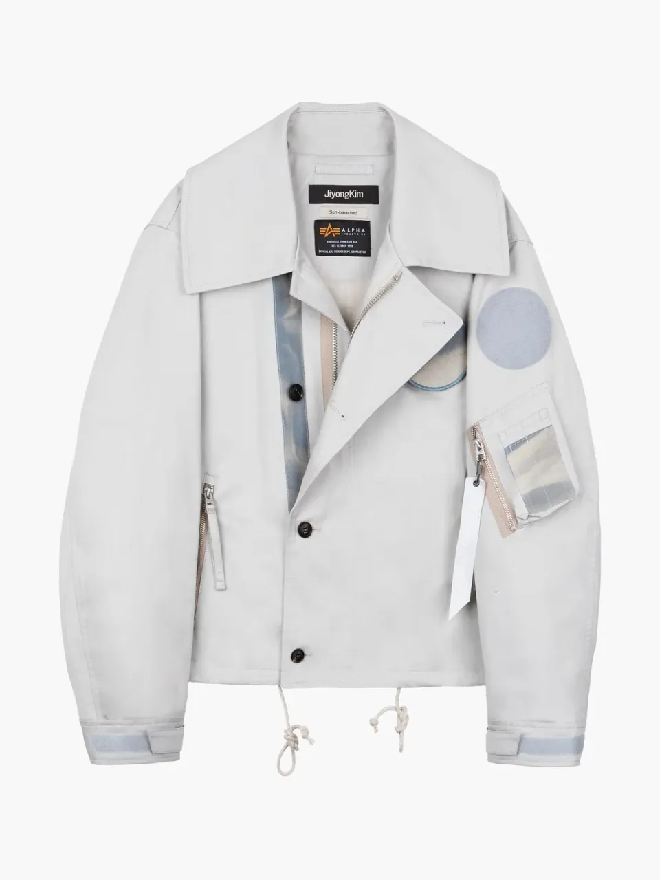 Jiyongkim x Alpha Sun-Bleached Wide Collar veste coton Light Gray