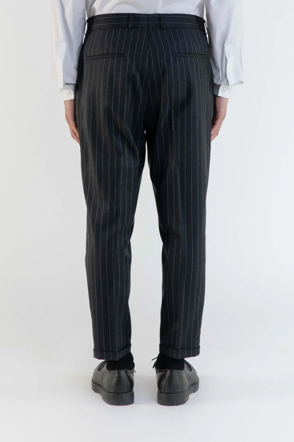Lebrun Pantalon rayé gris laine Super 140's