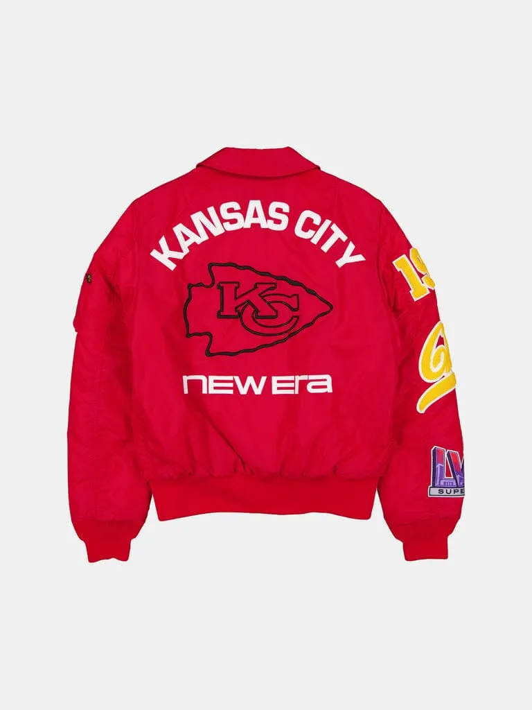 Alpha Industries MA-1 Chiefs New Era bomber rouge col chemise
