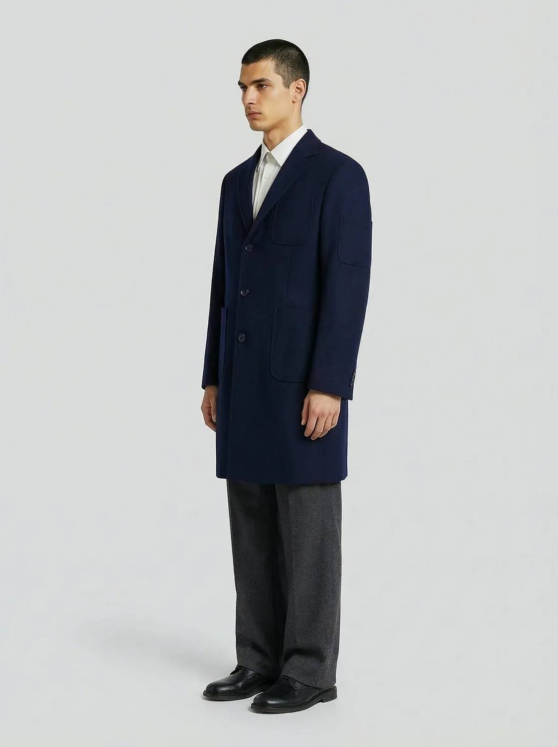 Lebrun manteau bleu laine cachemire homme ajusté