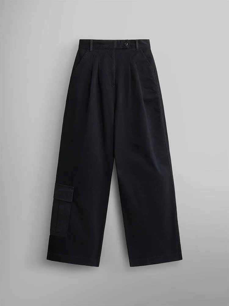 Alpha Industries Wide Leg pantalon large femme noir coton