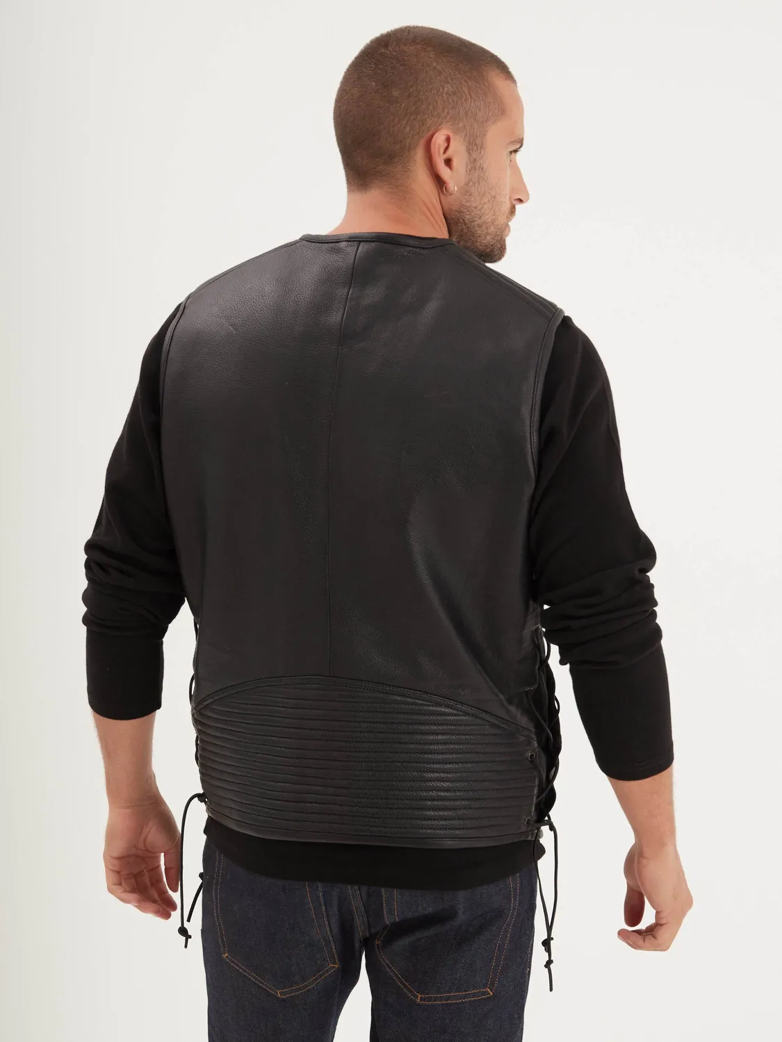 DAYTONA Free chapter gilet biker cuir homme noir chèvre