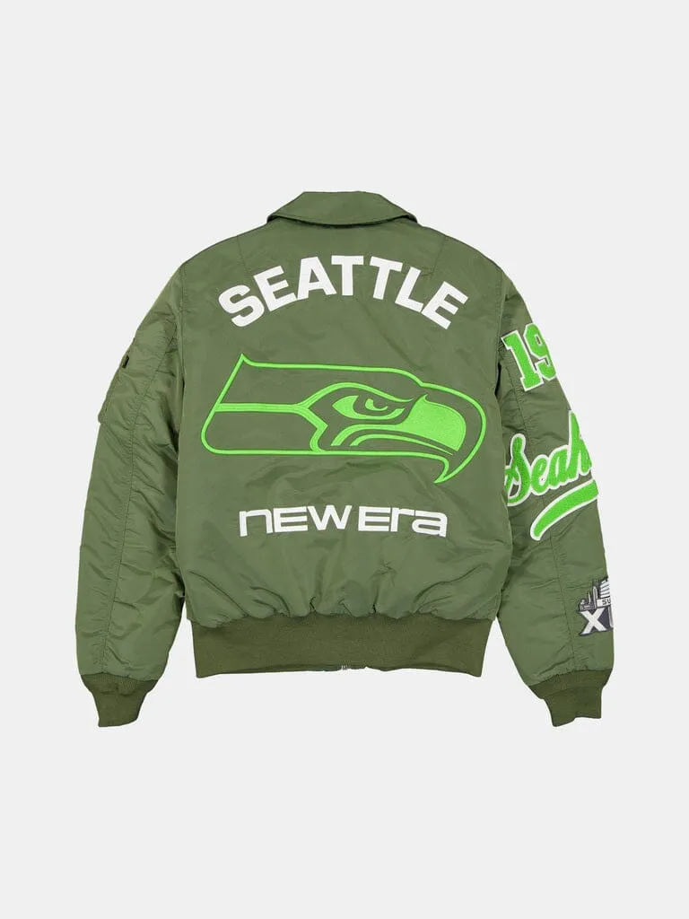 Alpha Industries MA-1 bomber Seahawks vert col rabattu