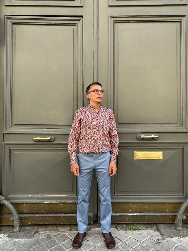 Hollington chemise col mao Liberty coton rose