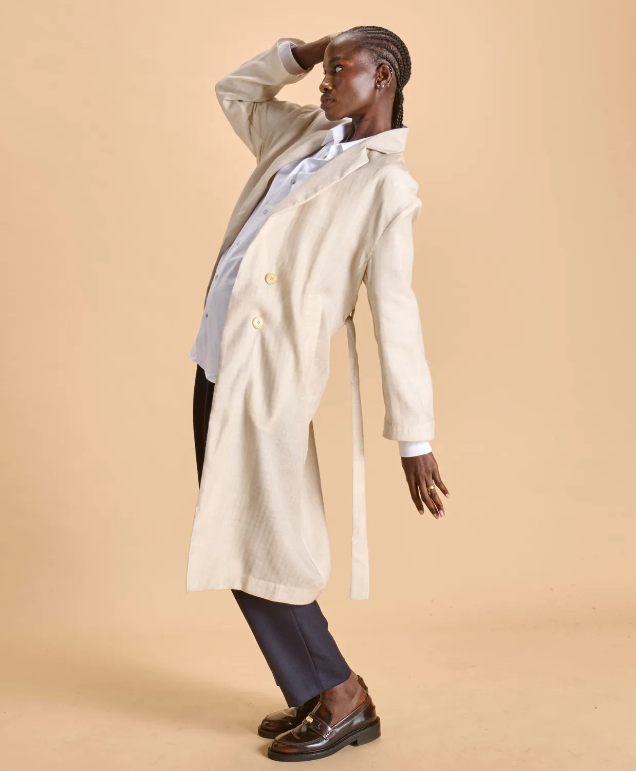 Soubacq Nacre manteau cachemire soie beige
