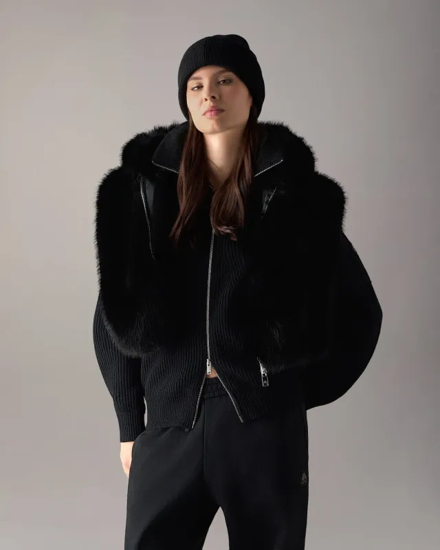 Moose Knuckles Cosmo Faux Fur Vest gilet noir fourrure