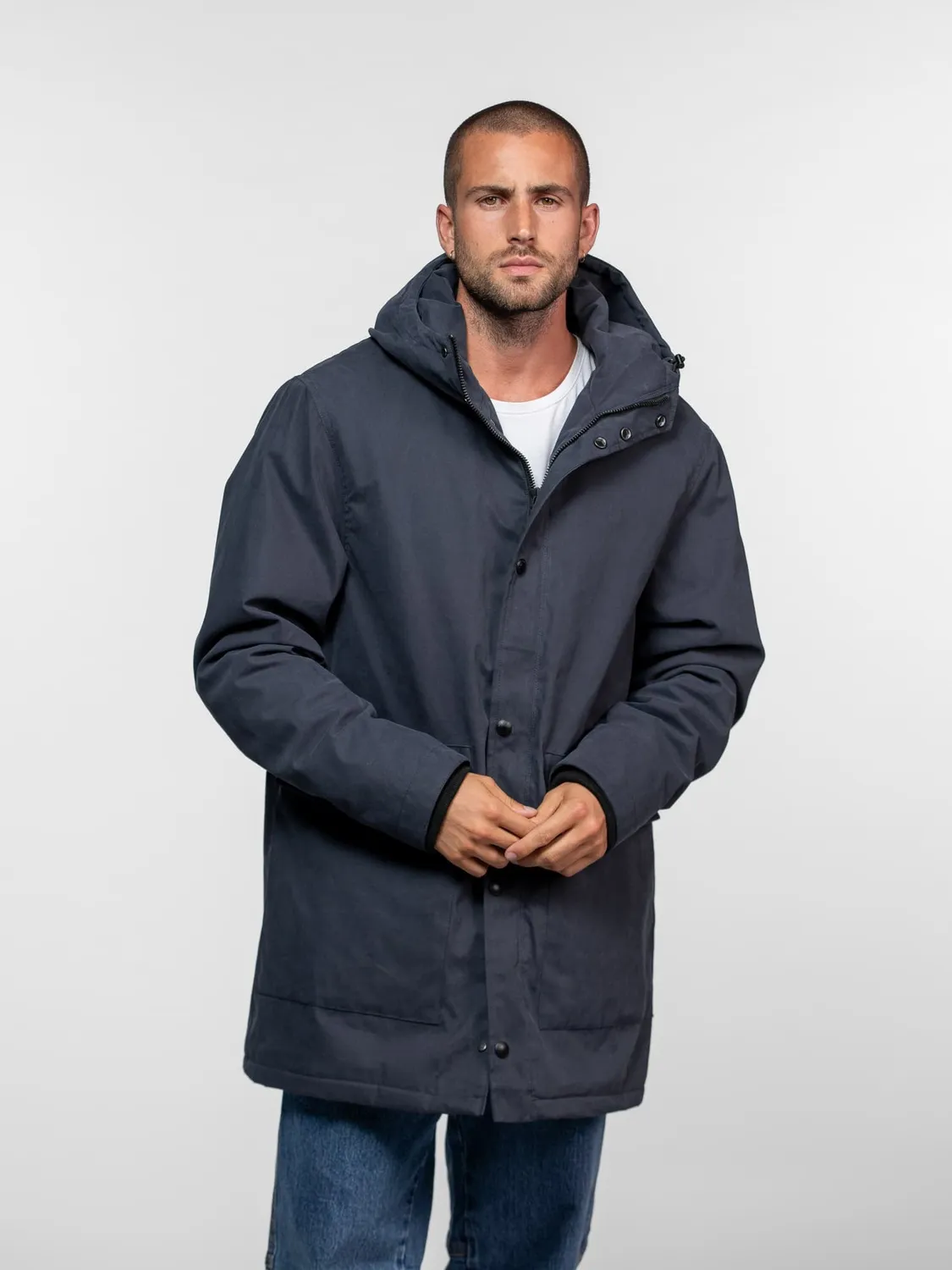 Daytona Lopez parka longue homme Navy doublure sherpa