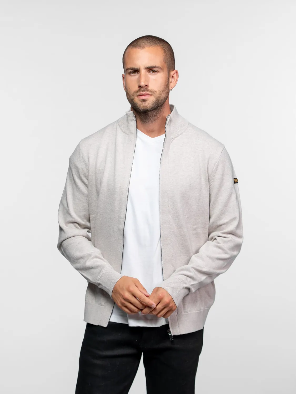 Daytona Arnold cardigan zippé homme beige coton cachemire